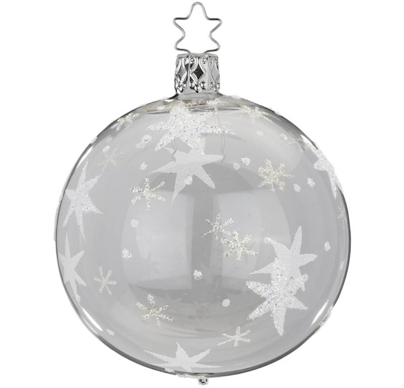 INGE-GLAS® Weihnachtsbaumkugel Christbaumkugel Sternenhimmel glasklar Ø 8cm (1 St), mundgeblasen, handbemalt von INGE-GLAS®