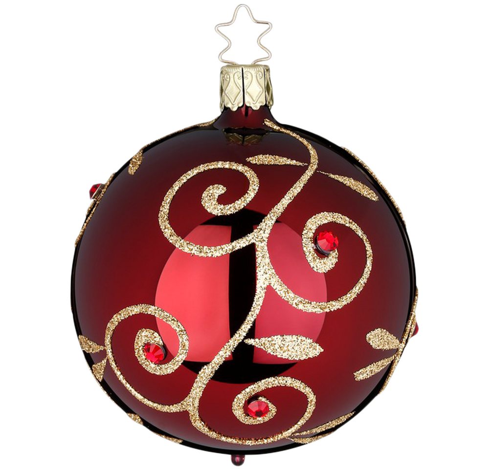 INGE-GLAS® Weihnachtsbaumkugel Christbaumkugel Strahlende Leidenschaft Imperialrot glänzend Ø 8cm (1 St), mundgeblasen, handbemalt von INGE-GLAS®