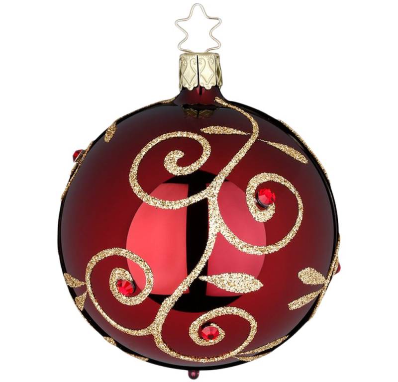 INGE-GLAS® Weihnachtsbaumkugel Christbaumkugel Strahlende Leidenschaft Imperialrot glänzend Ø 8cm (1 St), mundgeblasen, handbemalt von INGE-GLAS®