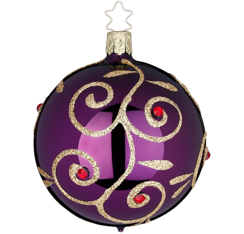 INGE-GLAS® Weihnachtsbaumkugel Christbaumkugel Strahlende Leidenschaft Royalviolett glänzend Ø 8cm (1 St), mundgeblasen, handbemalt von INGE-GLAS®