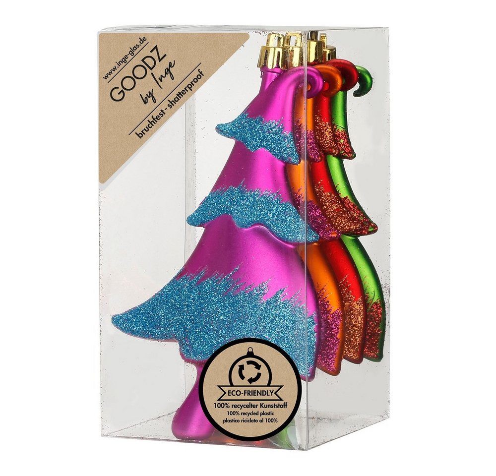 INGE-GLAS® Weihnachtsbaumkugel Christbaumschmuck Tannenbaum Kunststoff 14 cm 4 Stück bunt von INGE-GLAS®