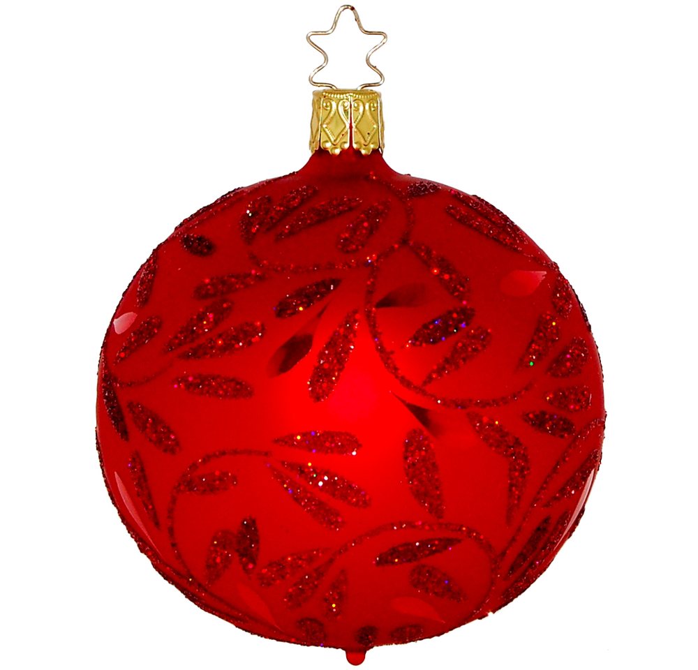INGE-GLAS® Weihnachtsbaumkugel Freudentanz rot matt (1 St), mundgeblasen, handbemalt von INGE-GLAS®