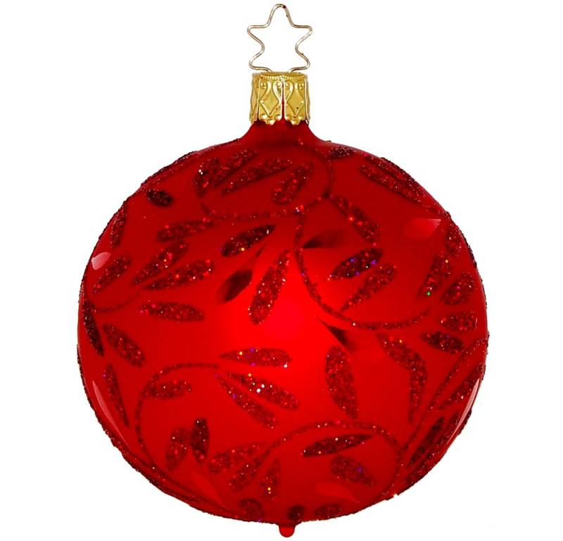 INGE-GLAS® Weihnachtsbaumkugel Freudentanz rot matt (1 St), mundgeblasen, handbemalt von INGE-GLAS®