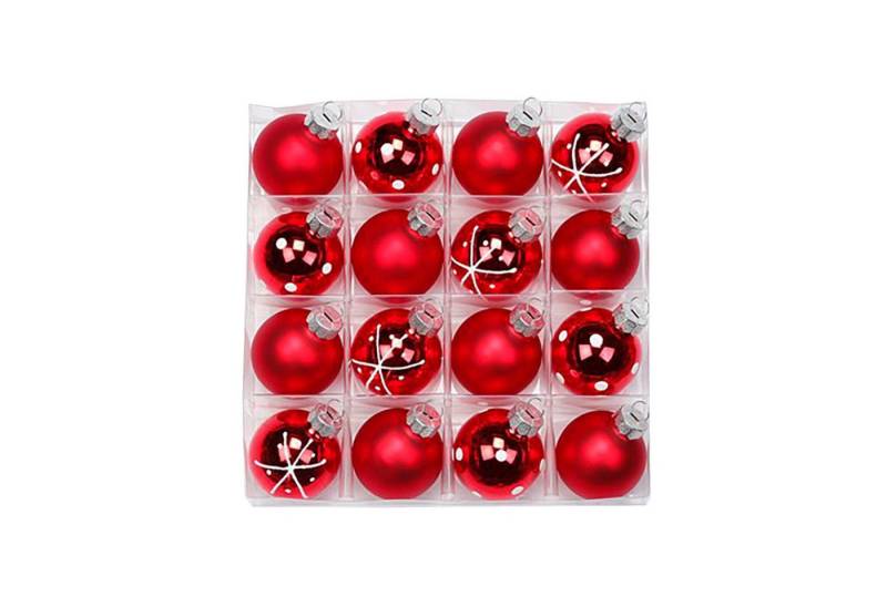 feiermeier Weihnachtsbaumkugel Weihnachtskugeln Merry Red, Ø 4 cm, 16 Stück, G von feiermeier