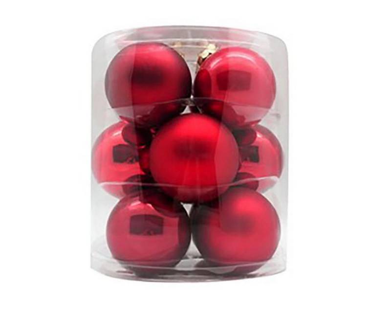 feiermeier Weihnachtsbaumkugel Weihnachtskugeln Ruby Red, Ø 8 cm, 9 Stück, Gla von feiermeier
