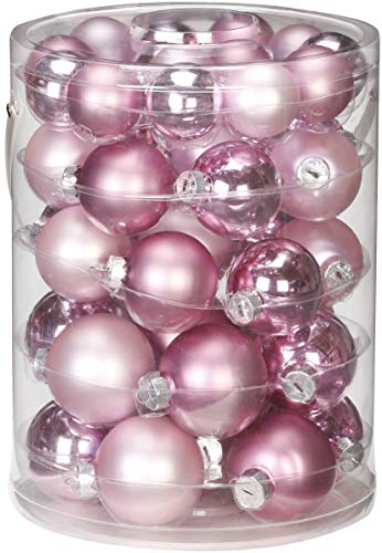 44 TLG. Christbaumkugeln Glas 4,5,6cm Set Pink Blush - Altrosa Hellrosa von Inge-glas