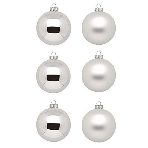 Inge Glas Weihnachtskugeln | Schöne Christbaumkugeln aus Glas | 30 Kugeln in Karton-Box | Christbaumschmuck Weihnachtsbaumschmuck Weihnachtsbaumkugeln (Frosty Silver | Silber weiß) von INGE-Glas Magic