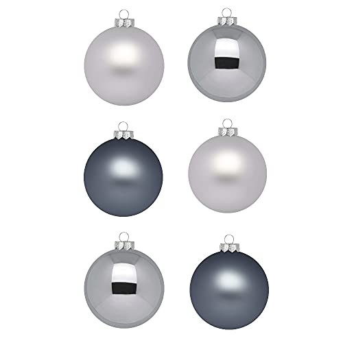 Inge Glas Weihnachtskugeln | Schöne Christbaumkugeln aus Glas | 30 Kugeln in Karton-Box | Christbaumschmuck Weihnachtsbaumschmuck Weihnachtsbaumkugeln (Hazy Grey | dunkelgrau grau Silber) von INGE-Glas Magic