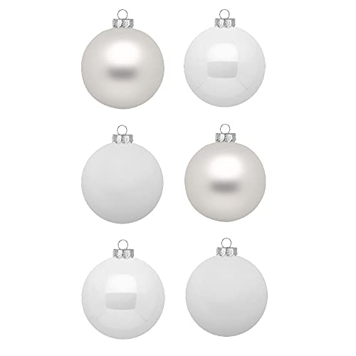 Inge Glas Weihnachtskugeln | Schöne Christbaumkugeln aus Glas | 30 Kugeln in Karton-Box | Christbaumschmuck Weihnachtsbaumschmuck Weihnachtsbaumkugeln (Just White | weiß Glanz/matt) von INGE-Glas Magic