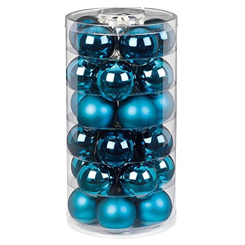 Inge Glas Weihnachtskugeln | Schöne Christbaumkugeln aus Glas | 30 Kugen in Dose | Christbaumschmuck Weihnachtsbaumschmuck Weihnachtsbaumkugeln (Deep Blue | Blau Glanz/Matt) von Inge-glas