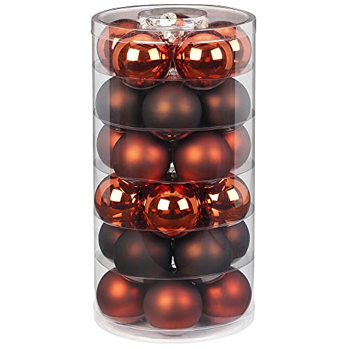 Inge Glas Weihnachtskugeln | Schöne Christbaumkugeln aus Glas | 30 Kugeln in Dose | Christbaumschmuck Weihnachtsbaumschmuck Weihnachtsbaumkugeln (Shiny Chestnut | braun orange) von Inge-glas