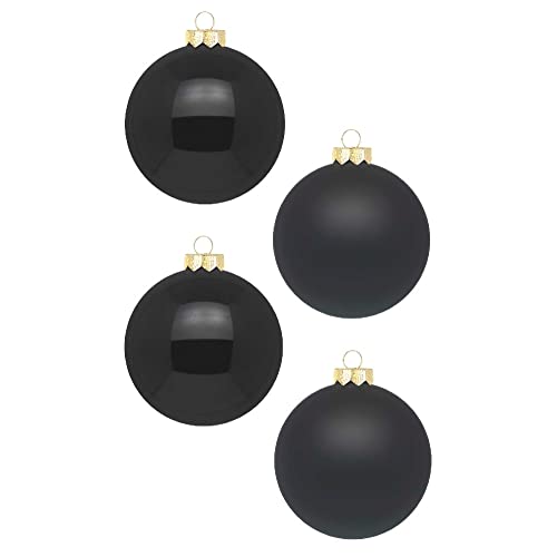 Weihnachtskugeln 12 STK 8cm | Schöne Christbaumkugeln aus Glas | Große Kugeln in Karton-Box | Christbaumschmuck Weihnachtsbaumschmuck Weihnachtsbaumkugeln (Ebony Black | Schwarz Glanz Matt) von Inge-glas