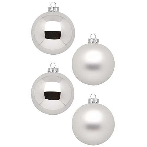 Weihnachtskugeln 12 STK 8cm | Schöne Christbaumkugeln aus Glas | Große Kugeln in Karton-Box | Christbaumschmuck Weihnachtsbaumschmuck Weihnachtsbaumkugeln (Frosty Silver | Silber Weiß) von Inge-glas