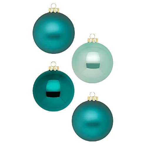 Weihnachtskugeln 12 STK 8cm | Schöne Christbaumkugeln aus Glas | Große Kugeln in Karton-Box | Christbaumschmuck Weihnachtsbaumschmuck Weihnachtsbaumkugeln (Green Emerald | Petrol Mint Türkis) von Inge-glas