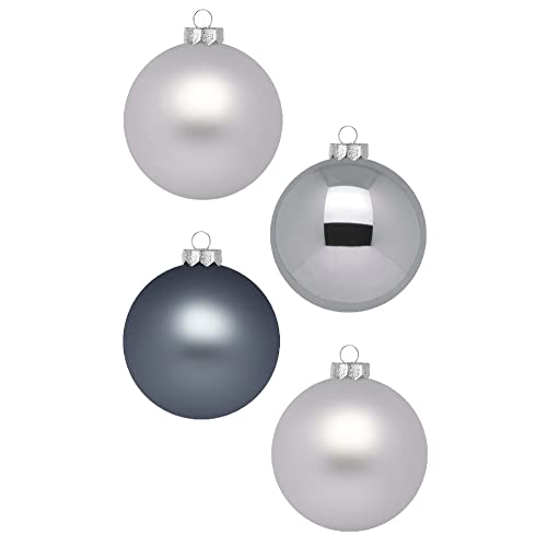 Weihnachtskugeln 12 STK 8cm | Schöne Christbaumkugeln aus Glas | Große Kugeln in Karton-Box | Christbaumschmuck Weihnachtsbaumschmuck Weihnachtsbaumkugeln (Hazy Grey | Anthrazit Grau) von Inge-glas