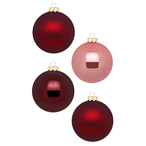 Weihnachtskugeln 12 STK 8cm | Schöne Christbaumkugeln aus Glas | Große Kugeln in Karton-Box | Christbaumschmuck Weihnachtsbaumschmuck Weihnachtsbaumkugeln (Vintage Rose | Bordeaux Rosa) von Inge-glas