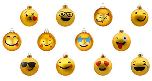 Weihnachtskugeln Mojis Glas 4cm x 12 Stück Christbaumkugeln Emotion/Christbaumschmuck Jokies Inge - Mojis 4cm Glas 12-Fach Sortiert von INGE-Glas Magic