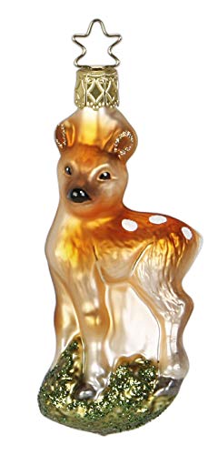 Christbaumschmuck Glas 9cm Rehkitz mundgeblasen handbemalt Waldtiere Weihnachtskugeln braun von INGE-Glas Manufaktur