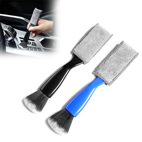 INGJIA 2 Pcs Detailing Pinsel Auto 2 In 1, Auto Reinigung Pinsel Set mit Doppelkopf Autoreinigung Innen Staubpinsel Auto Reinigungspinsel Auto Sauber Machen Innenraum Zum Reinigen Von Air Vent von INGJIA