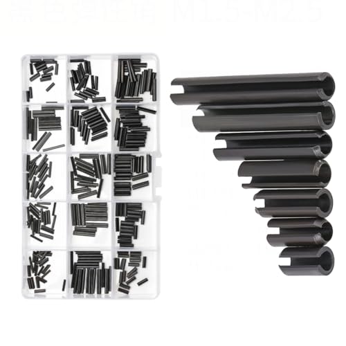 INGJIA 300 Stück Spannstift Hohlsplinte Sortiment Set, Klappsplinte, Hohl Federstifte, Hohlsplint Manganstahl - M1.5/M2/M2.5 von INGJIA