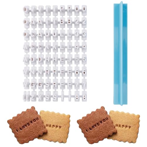 INGJIA Packung mit 72 Briefe Nummer Buchstaben Cookie Stempel Set Keks Fondant Dekorieren Backen Eindruck Werkzeug von INGJIA