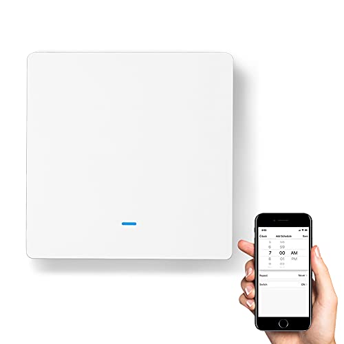 Alexa Smart Lichtschalter, INHDBOX Wi-Fi Smart -Wandschalter mit Stimmenkontrolle und Timer Funktion, APP Fernbedienung, kompatibel mit Alexa Echo, Google Home, kein Hub erforderlich (1 Gang) von INHDBOX