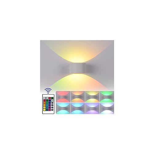 INHDBOX LED Wandleuchte Innen RGB LED Modern Wandlampe mit Fernbedienung, 4 Modi 16 Farben Up Down Dimmbar Leuchten Aluminium Wandlampe für Wohnzimmer Schlafzimmer Treppenhaus Flur von INHDBOX