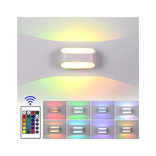 INHDBOX LED Wandleuchte Innen RGB LED Modern Wandlampe mit Fernbedienung, 4 Modi 16 Farben Up Down Dimmbar Leuchten Aluminium Wandlampe für Wohnzimmer Schlafzimmer Treppenhaus Flur von INHDBOX