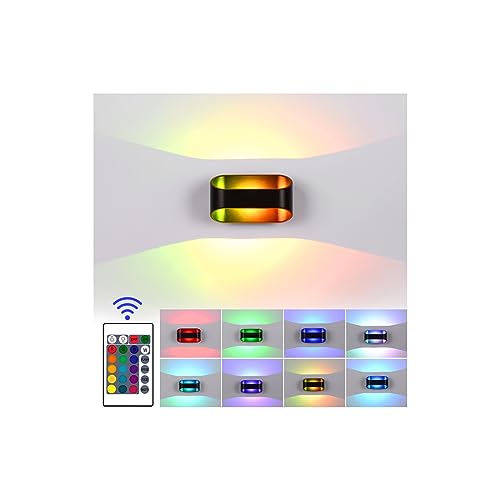 INHDBOX LED Wandleuchte Innen RGB LED Modern Wandlampe mit Fernbedienung, 4 Modi 16 Farben Up Down Dimmbar Leuchten Aluminium Wandlampe für Wohnzimmer Schlafzimmer Treppenhaus Flur von INHDBOX