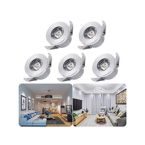 Mini LED Einbaustrahler Set,INHDBOX 5X 1W Kaltweiss LED Deckeneinbaustrahler Schwenkbar COB Deckenspots Aluminium LED LED Deckenspots für Weinschrank Schrank Küche Wohnzimmer von INHDBOX