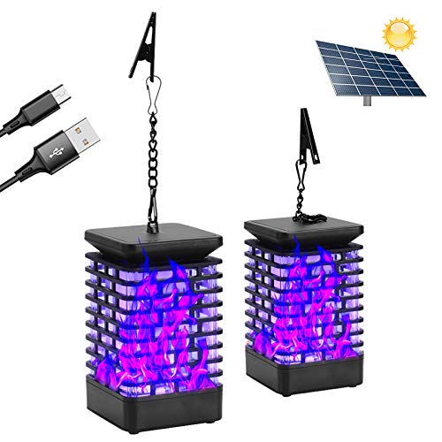 Solar Laterne Flammenlicht Garten Hängelaterne Outdoor Solarleuchte Flammen Gartenlaternen IP65 Solar Licht Gartenleuchten Solarlaterne Flammenlampe Auto EIN/Aus Licht Sensor USB Wiederaufladbar von INHDBOX