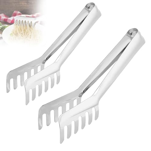 INHEMING 2 Stück Edelstahl Spaghetti Zange,Bistro Nudelzange,Nudeln Pasta Clip,Robuste Spaghettizange für Buffets, Catering-Events und Partys von inheming