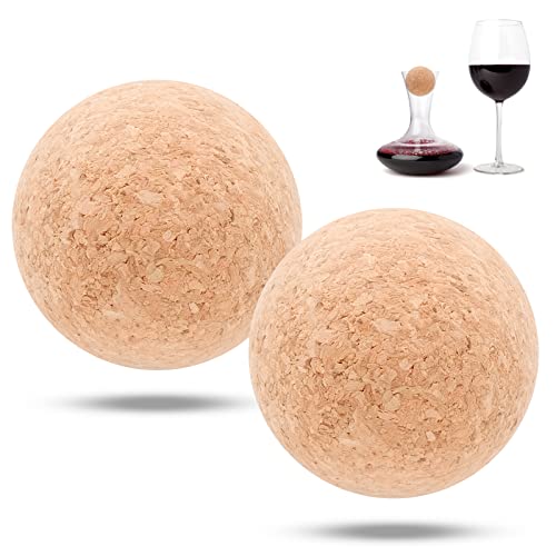 INHEMING 2 Stück Weinkaraffe Korken Holz Kugel für Weinkaraffe Dekanter Verschluss Kugel, 6,1 cm von inheming