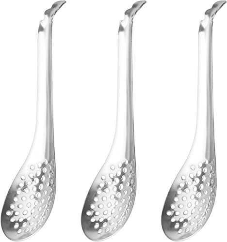 INHEMING 3 Stück Kaviar Löffel,Edelstahl Löffel mit Löchern, Schlitzlöffel,Sauce Molekularlöffel,Schlitz Servierlöffel,Geschlitzter Servierlöffel,Spherification Spoon von inheming