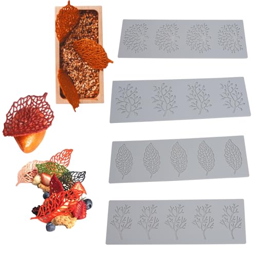 INHEMING 4pcs Silikon Backform Kuchen Deko Form,3D Korallen Zweige und Blätter Spitze Matte Schokolade Formen,Spitze Form Matte Silikonformen, DIY Silikon Kuchen Spitzenform INHEMING 4pcs Silikon Backform Kuchen Deko Form,3D Korallen Zweige und Blätter Spitze Matte Schokolade Formen,Spitze Form Matte Silikonformen, DIY Silikon Kuchen Spitzenform von inheming