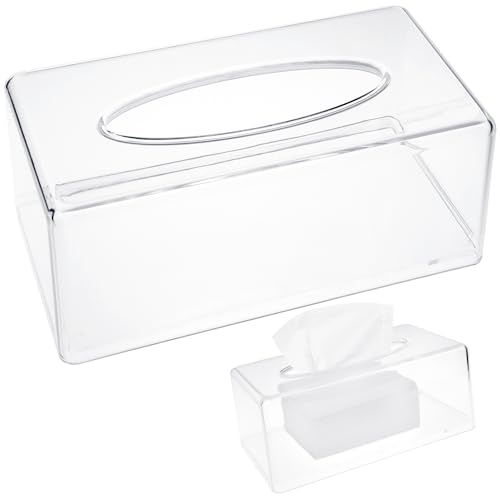 INHEMING Acryl Taschentücher Box Spender Quadratisch Weiß, Transparent Acrylic Kosmetiktücher, Tissue Cover, Taschentuchspender für Schlafzimmer, Badezimmer, Wohnzimmer von inheming