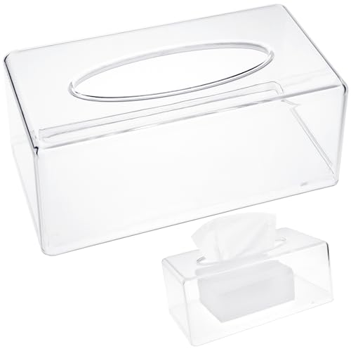 INHEMING Acryl Taschentücher Box Spender Quadratisch Weiß, Transparent Acrylic Kosmetiktücher Box, Tissue Box Cover,Taschentuchspender, für Schlafzimmer, Badezimmer, Wohnzimmer von INHEMING