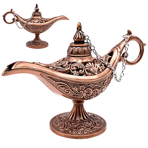 INHEMING Genie Lampe Aladdin ,Mini Aladdin Wunderlampe,Magische Lampe, Metall Geschnitzte Dekoration Genie Öllampe,Klassische Dekoartikel Genielampe,Zinklegierung - 11.5 x 4 x 7.5 cm von INHEMING
