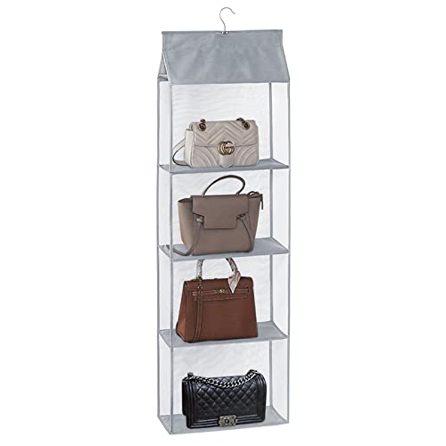 INHEMING Handtaschen Organizer, Hängend Handtaschen Aufbewahrung mit 4 Taschen,Vliesstoff, Transparentes Fenster, Aufbewahrungstasche, Hängeorganizer - Grau von INHEMING