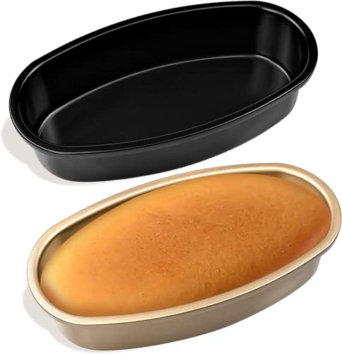 inheming Kuchenbackform Kastenform 2 Stück Oval Kuchenform Backform Antihaftbeschichtet,Aluminium Backformen - 23 x 12 x 5 cm von inheming