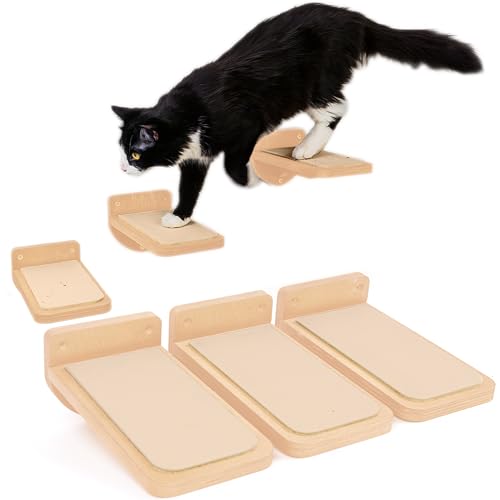 INICIO Wandtreppe für Katzen zum Klettern, Naturholz, Set mit 3 Katzenwandtreppen mit Befestigungen, 23,6 x 11,9 cm, schwimmende Stufen zum Klettern oder Spielen, für Kätzchen und ausgewachsene Katzen INICIO Wandtreppe für Katzen zum Klettern, Naturholz, Set mit 3 Katzenwandtreppen mit Befestigungen, 23,6 x 11,9 cm, schwimmende Stufen zum Klettern oder Spielen, für Kätzchen und ausgewachsene Katzen von INICIO