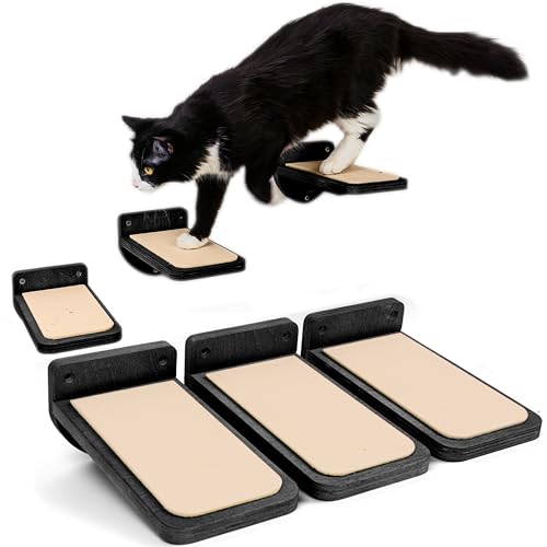 INICIO Wandtreppe für Katzen zum Klettern, Schwarz, Set mit 3 Katzenwandtreppen mit Befestigungen, 23,6 x 11,9 cm, schwimmende Stufen zum Klettern oder Spielen, für Kätzchen und ausgewachsene Katzen INICIO Wandtreppe für Katzen zum Klettern, Schwarz, Set mit 3 Katzenwandtreppen mit Befestigungen, 23,6 x 11,9 cm, schwimmende Stufen zum Klettern oder Spielen, für Kätzchen und ausgewachsene Katzen von INICIO