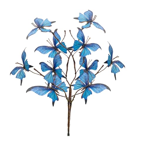 INIFLM 2 Stück Künstliche Schmetterlingszweige, Künstliche Blumen, Schmetterlings-Blumenstiel, DIY-Schmetterlingsstrauß, Heimdekoration, Ornamente, Mehrfarbige Schmetterlingsdekoration für(Blau) von INIFLM