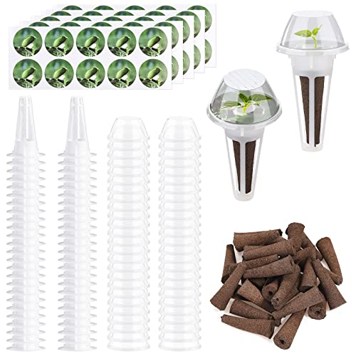 INIFLM 50-teiliges Hydrokultur-Anzucht-Set, Hydrokultur-Gartenzubehör, Saatgut-Kit, Innen-Sämling-Topf, transparente Deckel, Topf für Hydrokultur-Gartensystem, weiß, 6,7 cm von INIFLM