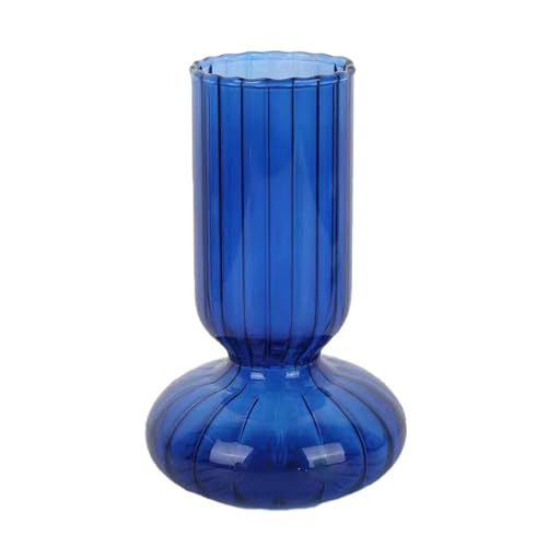 INIFLM Glasbehälter, Transparent, Gestreift, Vase, Heimdekoration, Blumentöpfe, Dekorativ, Tafelaufsatz, Tischdekoration für Wohnzimmer, Party, Büro, Bauernhaus-Dekoration(Blau) von INIFLM