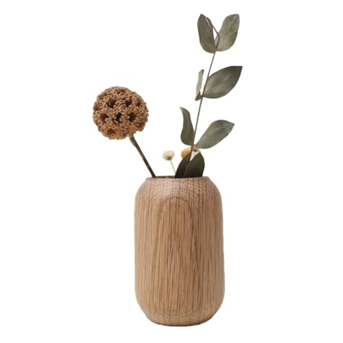 INIFLM Kleine Holzstraußvase, Getrocknete Blumen-Holzvase, Tisch-Blumenständer-Vasen-Ornament, Holz-Blumenvase, Vasen für Dekoration, Dekoration für Zuhause(A) von INIFLM