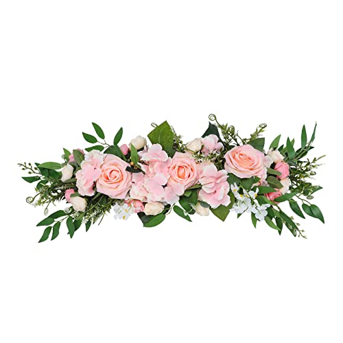 INIFLM Künstliche Rosenblüte, Rosen-Girlande, 49.7 cm Hochzeitsbogen-Kranz, Blumen, künstliche Girlande mit Rose und grünen Blättern für Zuhause, Hochzeit, Wand, Türdekoration von INIFLM