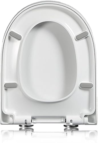 Geräuschlos schließender Toilettendeckel Weißer Toilettensitz in U-Form mit Absenkautomatik, Schnellverschlussmechanismus und Befestigungsdesign Oben von ININOSNP