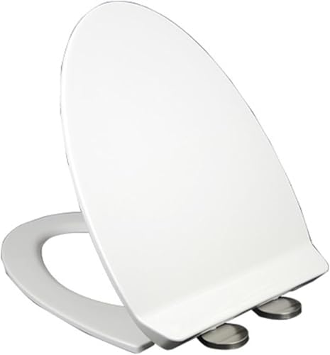 Geräuschlos schließender Toilettendeckel Weißer Toilettensitz in V-Form aus strapazierfähigem Polypropylen mit verstellbaren Scharnieren mit Soft-Close-Funktion.(01B) von ININOSNP