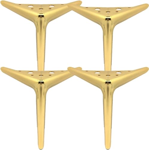 ININOSNP 4 Stück Metall-Möbelbeine, Möbelbeschläge, Tischbeine, Moderne DIY-Rhombic-Dreieck-Ersatzschrankbeine (Bronze 15 cm/5,9 Zoll) (Color : Gold, Size : 12cm/4.7inch) von ININOSNP